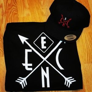 Black and Maroon ENC Logo Snapback and T-shirt Com